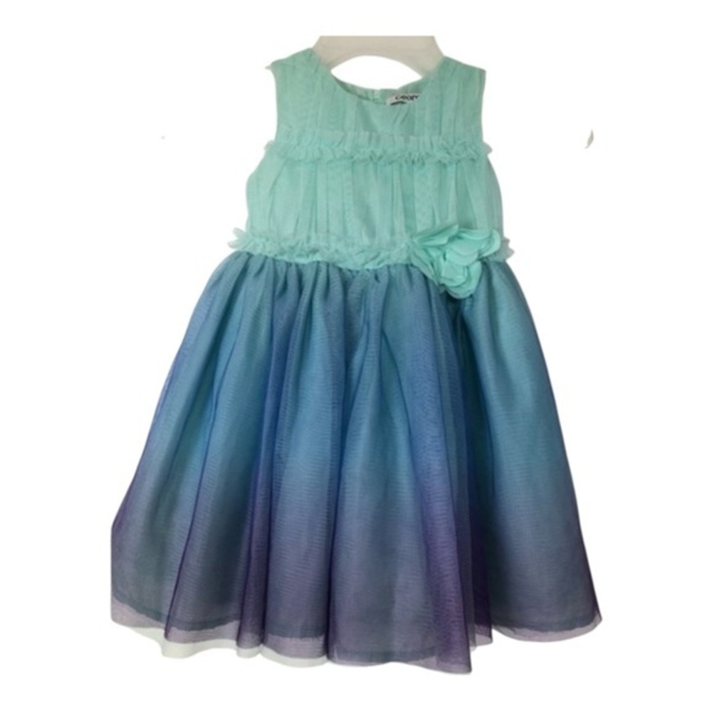 George Size 3T Whimsical Ombre Dress with Tulle Skirt Floral Accent Fairycore